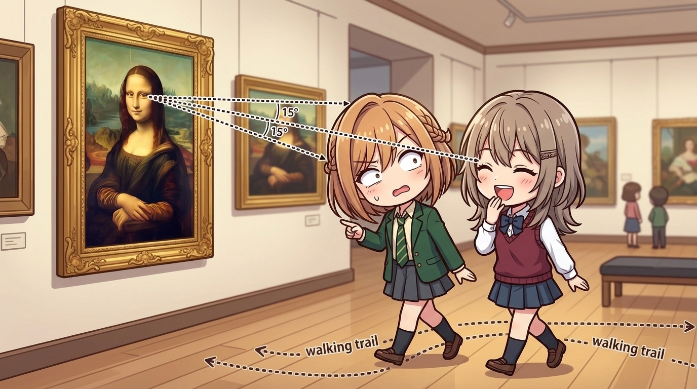 【名画のカラクリ】背景の左右がわざとズレてる！？どこから見ても視線が追ってくる心理仕掛け