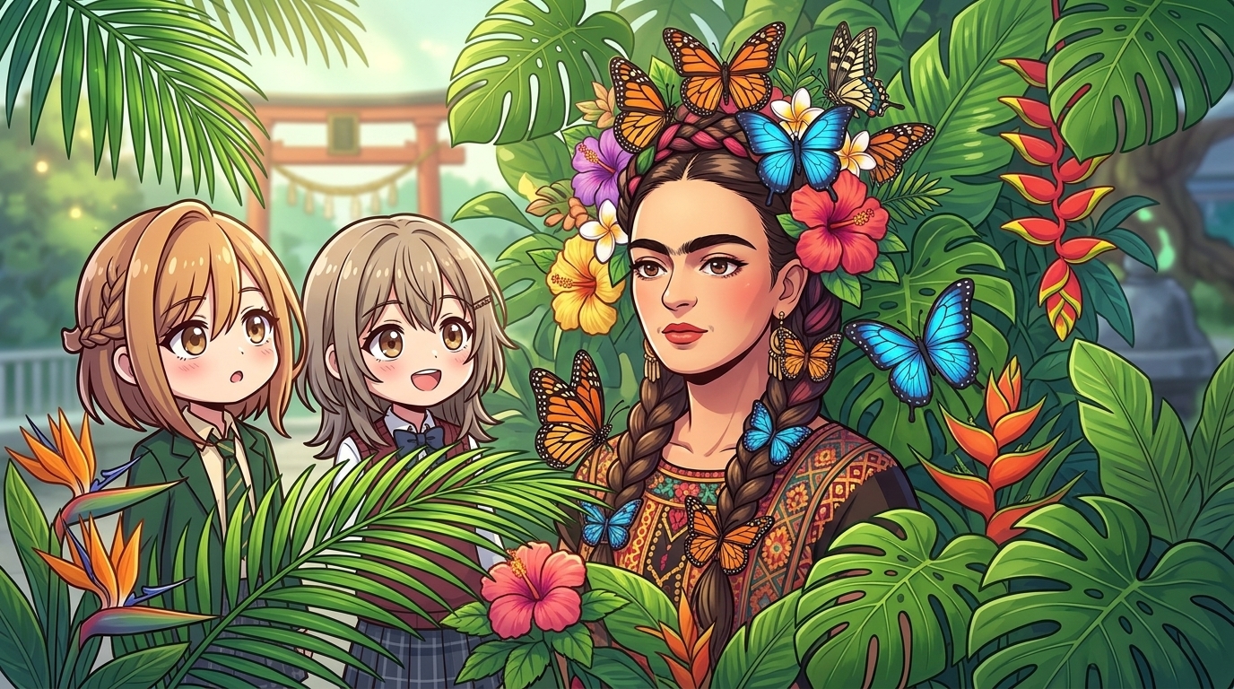 【生命力】背景の植物と蝶