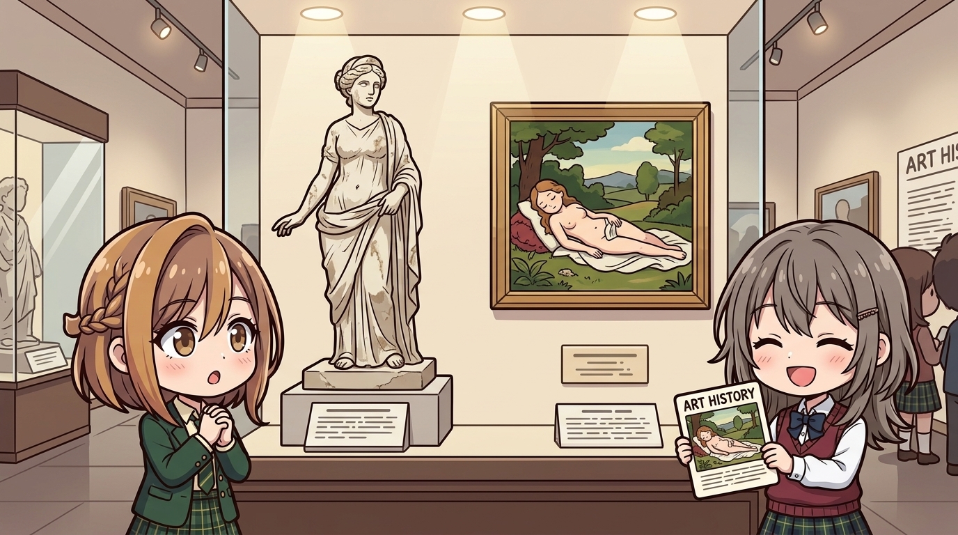 【恥じらいのポーズ】古代彫刻からの引用