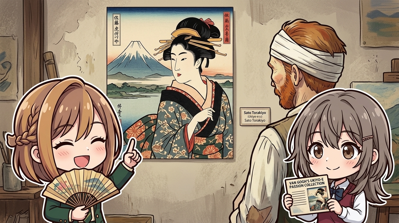 【背景にある浮世絵】