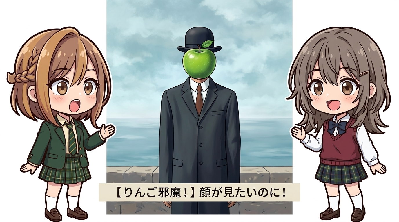 【りんご邪魔！】顔が見たいのに！