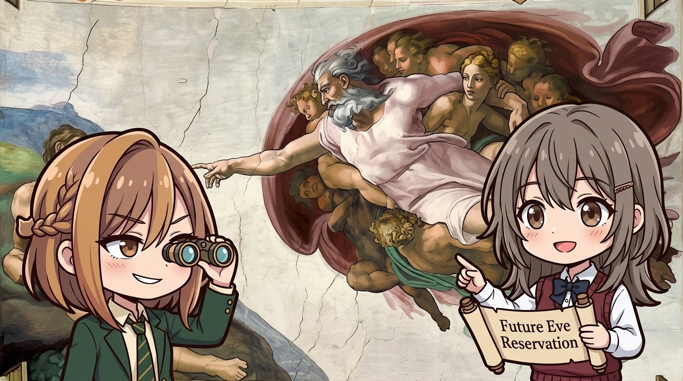 【謎の女性】神様の左腕の下にいるのは誰？
